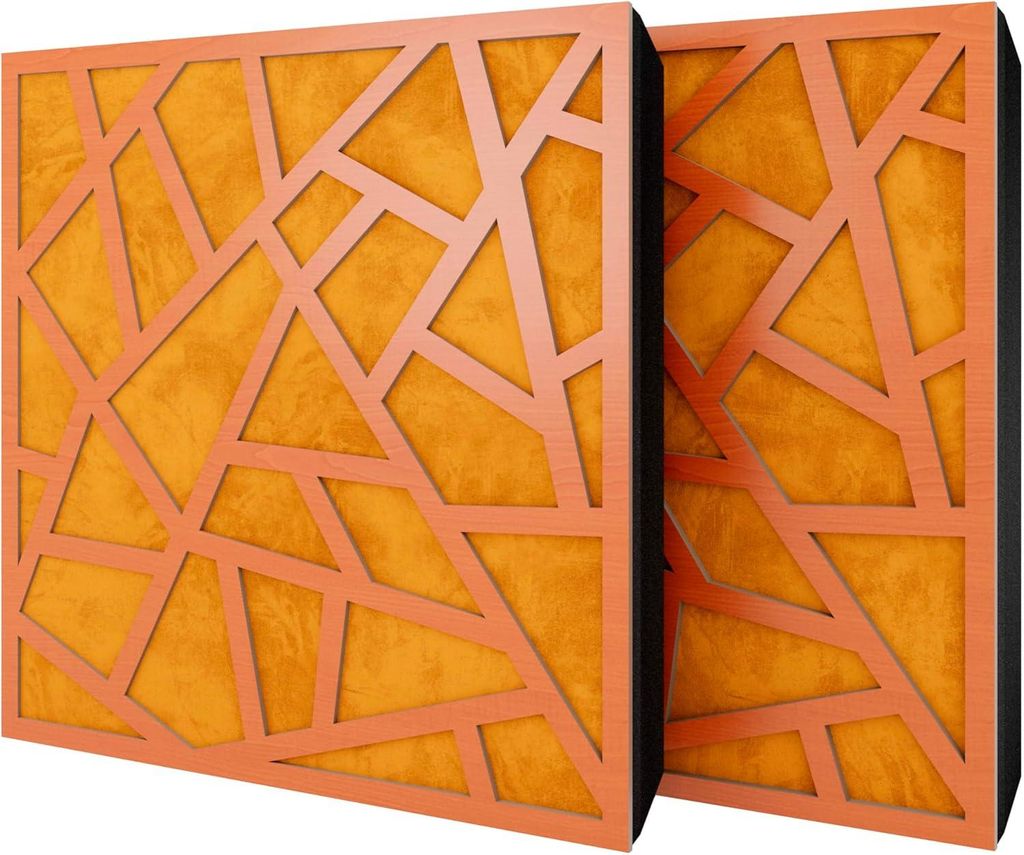 2er-Pack – Akustikpaneel mit Samtstoff und Befestigungsset | 50x50x5cm | Schallabsorption-Diffusion-Reflexion-Schalldämmung | [SKYROSS -Kirschba...