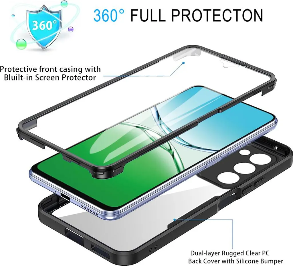 Custodia Yoedge Per OPPO A5/A9 (2020) – Cover 360° Con Protezione Schermo Integrata, Morbida TPU Trasparente E Dorso Rigido, Scheletro Anti-urto - 3