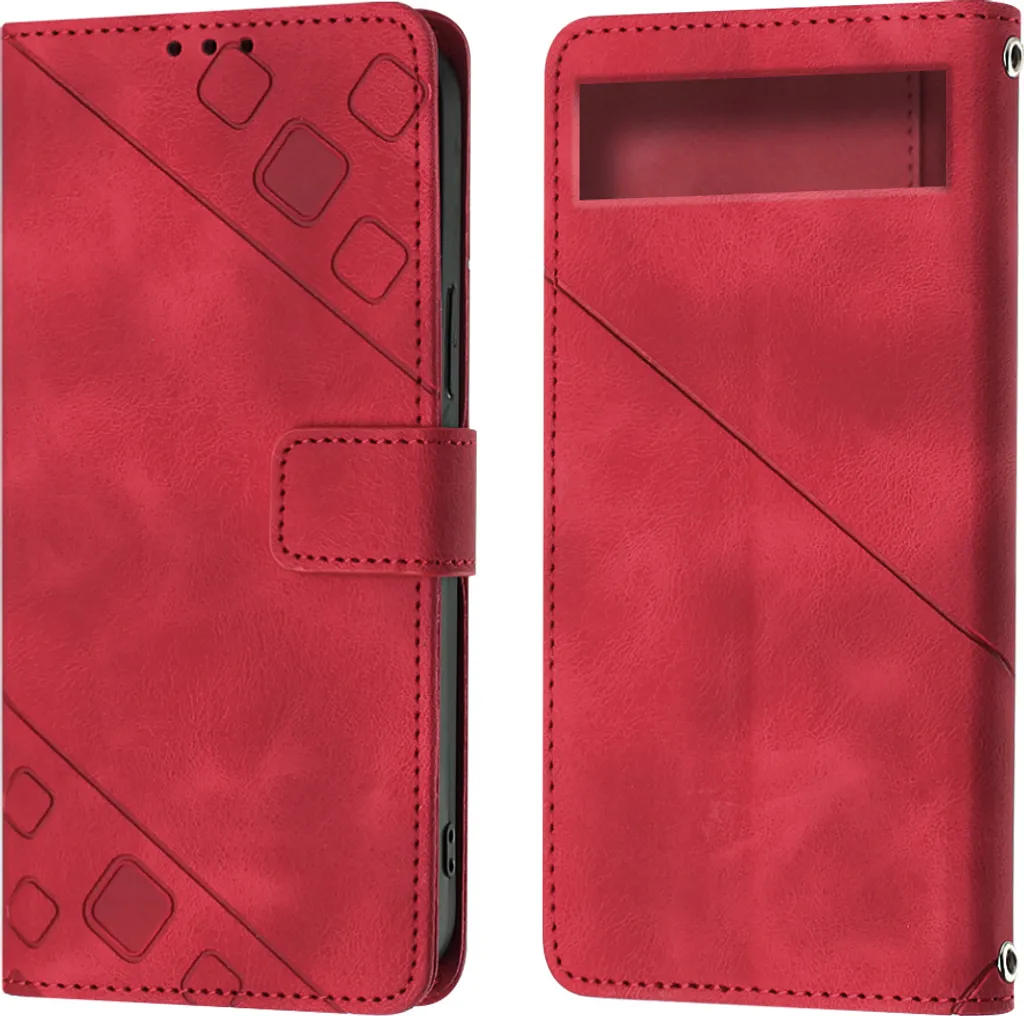 Offerta Custodia Pixel 7A - Cover Portafoglio Pelle Rossa con Stand