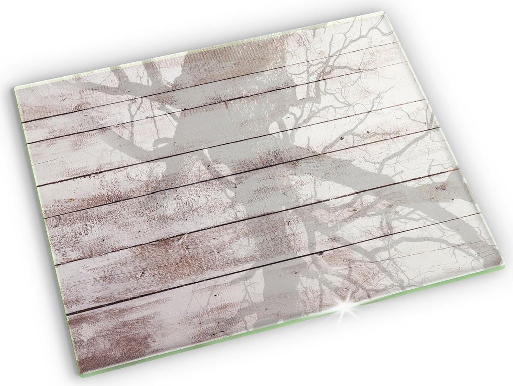 Glasplatte für Grabkerzen Gummifüße Glas Motiv - 52x40 cm - Alte Holzbretter