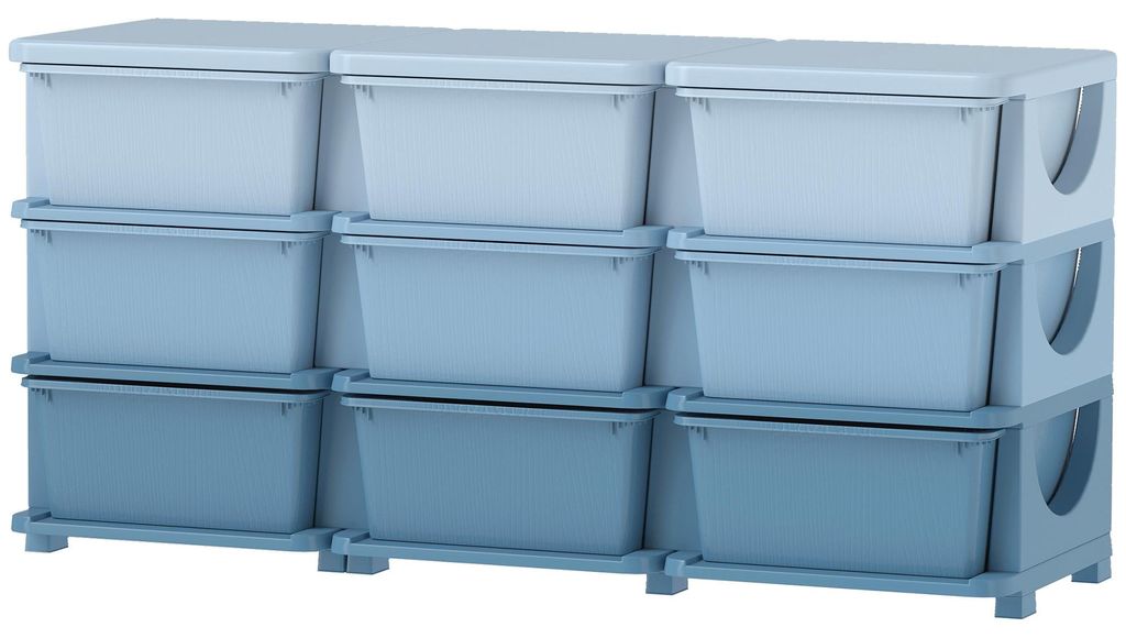 HOMCOM Dětská komoda s úložnými boxy, 9 polic, dětský Obrázek produktu 
