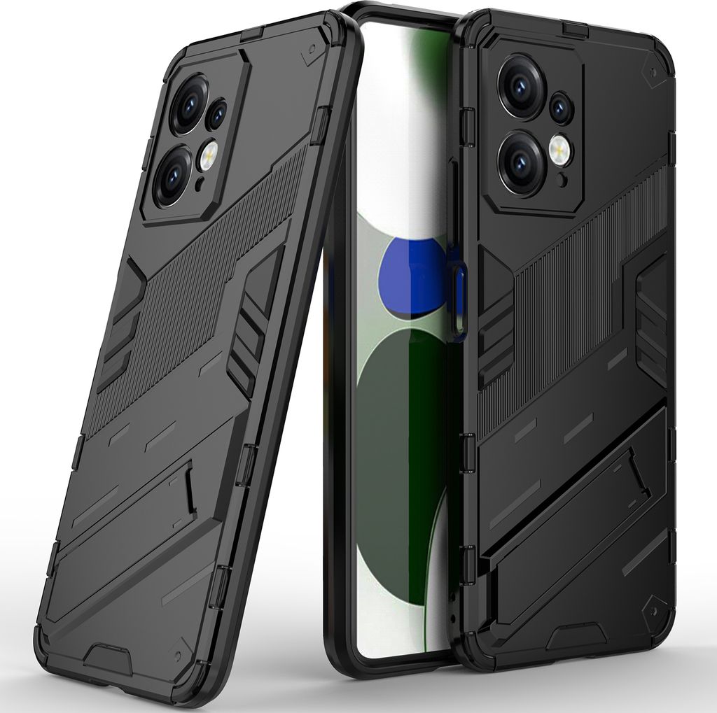 Armor Hülle für Xiaomi Redmi Note 12 4G, Hybrid PC TPU Bumper Stoßfestes Schutzhülle mit Standfunktion Schwarz