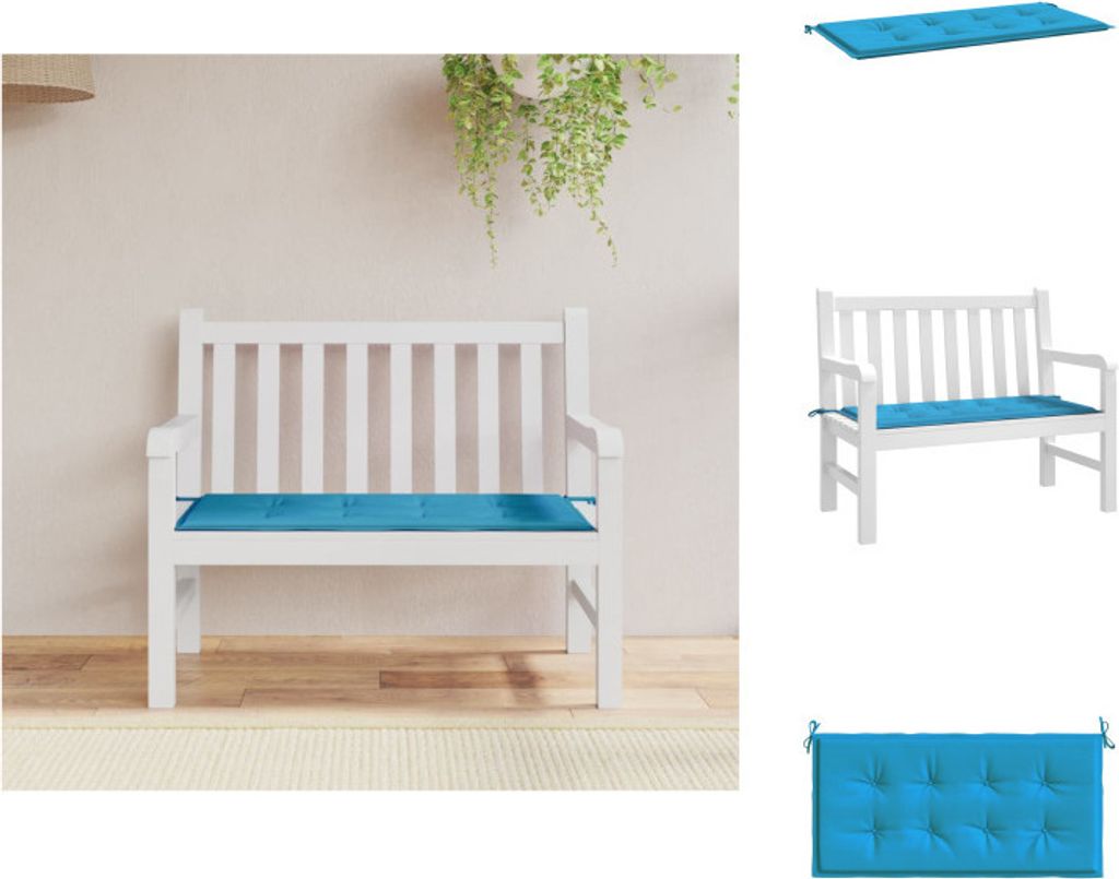 vidaXL Gartenbank-Auflage Blau 120x50x3 cm Oxford-Gewebe - Sitzpolster