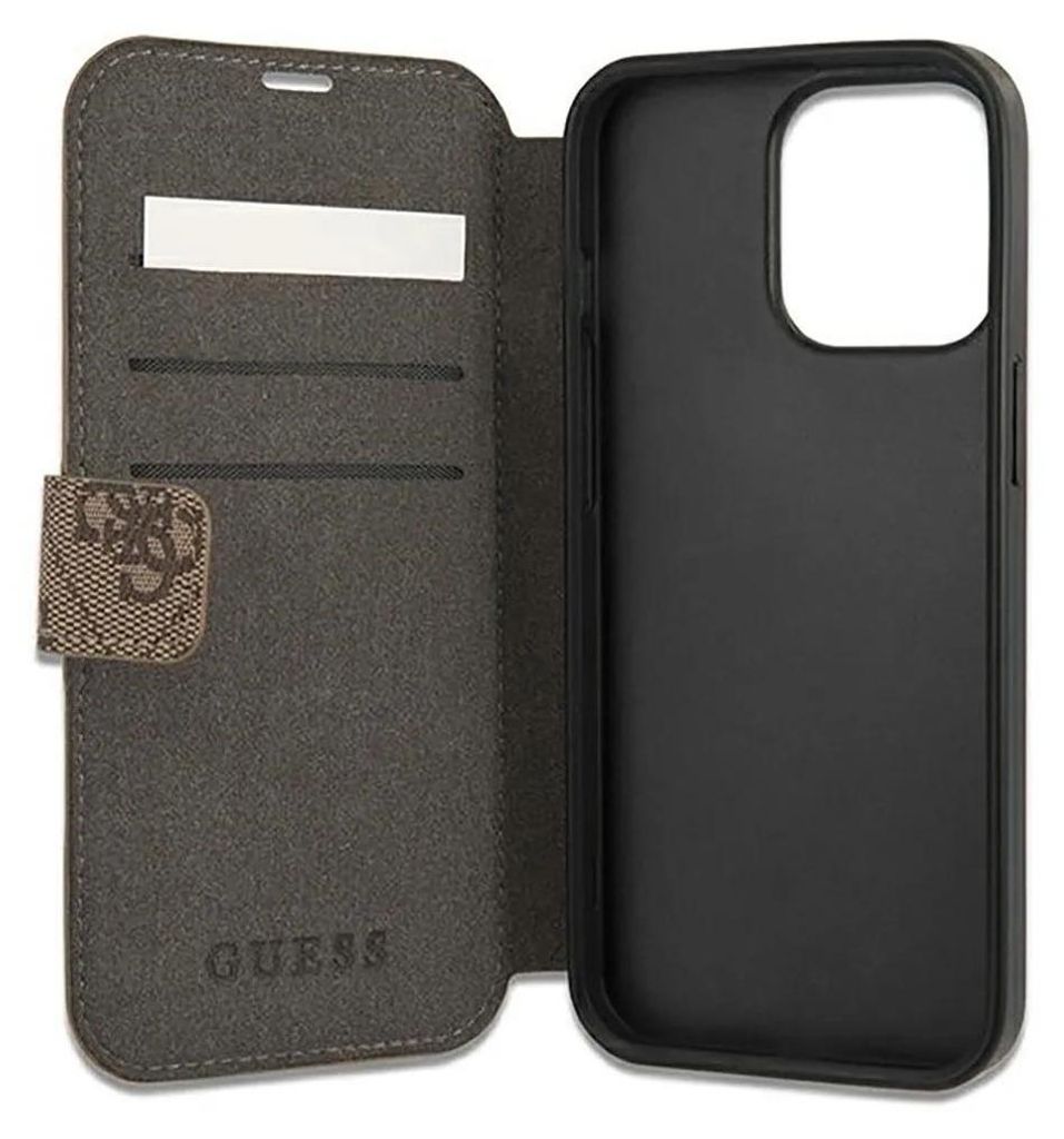 Guess Custodia Rigida Per IPhone 13 Pro / 13 (6,1'') - Stampa A Strisce 4G, Colore Marrone, Con MagSafe