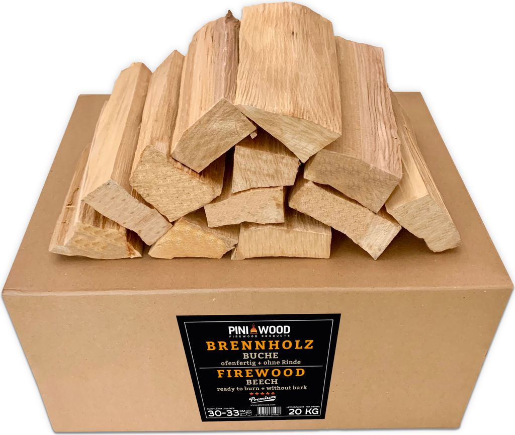 PINI 20 Kg Bûches de barbecue SANS BOIS HÊTRE de bois de Image du produit 
