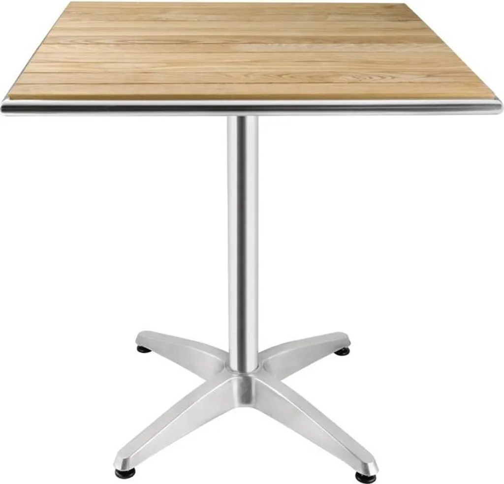 Table carrée Bolero anti-basculement en frêne et aluminium 72cm haut