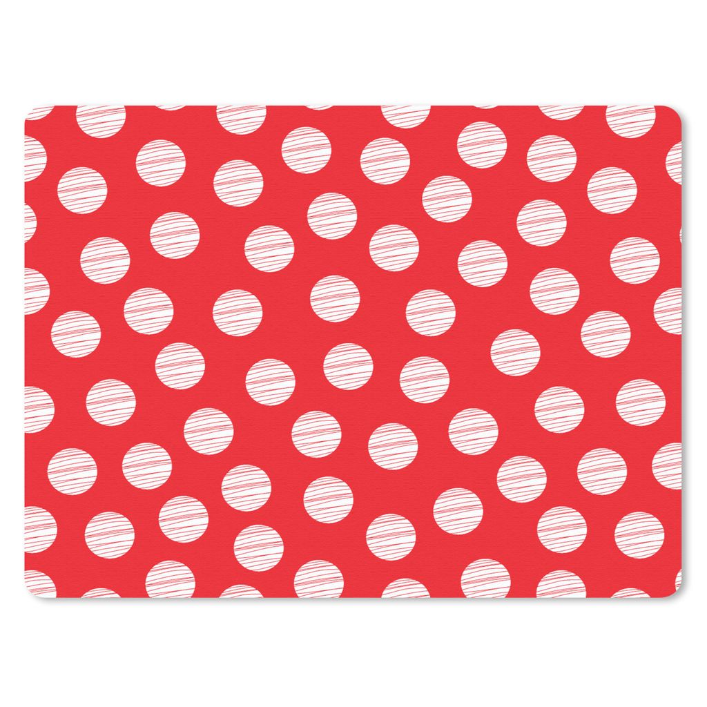 MuchoWow Mauspad Mousepad Polka dots - Muster - Rot - Weiß 23x19 cm - Mousepads - Maus Mat - Pad - Mausunterlage - Schreibtischunterlage - Mauspad