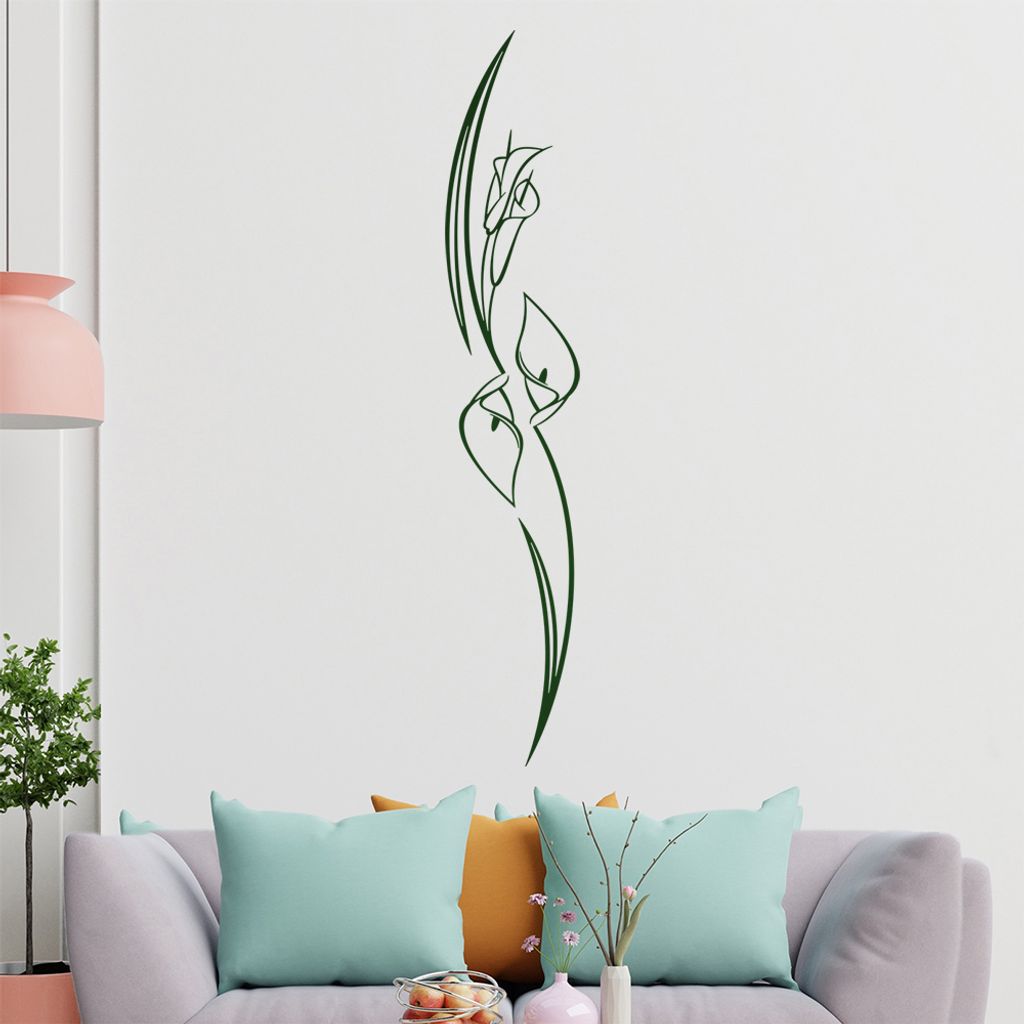 Lilien - Linien Wandtattoo in 6 Größen - Wandaufkleber Wall Sticker - Dekoration, Küche, Wohnzimmer, Schlafzimmer, Badezimmer