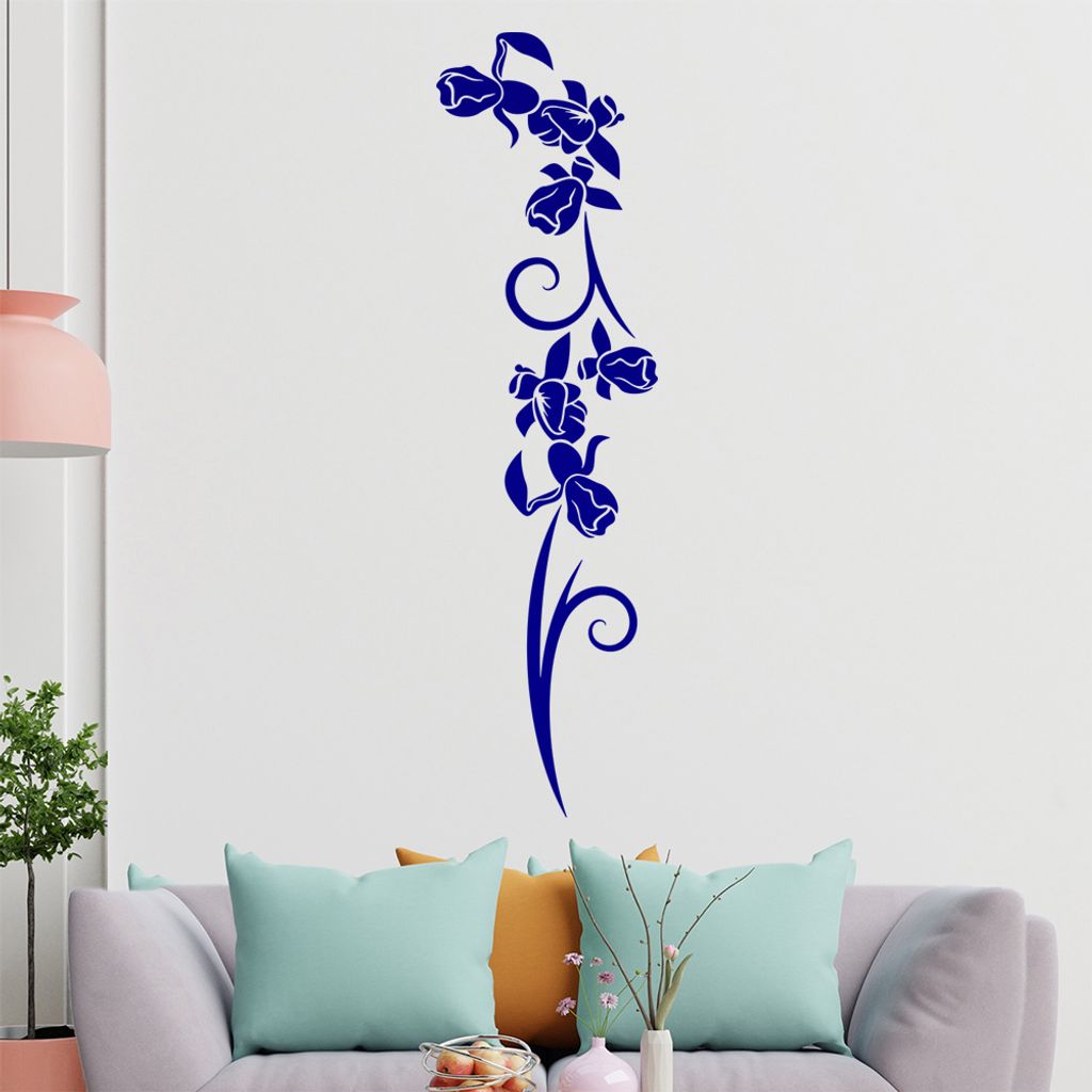 Blumen - Linien Wandtattoo in 6 Größen - Wandaufkleber Wall Sticker - Dekoration, Küche, Wohnzimmer, Schlafzimmer, Badezimmer