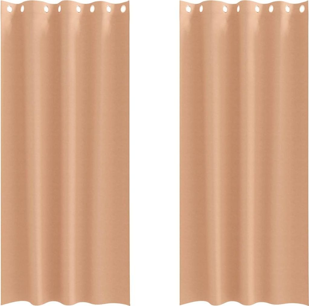 vidaXL Verdunkelungs-Vorhänge mit Ringen 2 pcs Hellbraun 245 x 140 cm