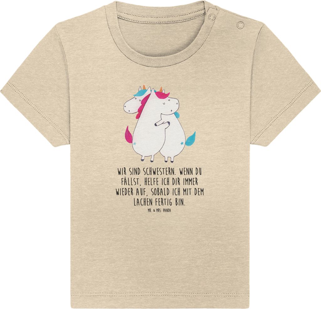 Mr. & Mrs. Panda Babyshirt Einhörner Umarmen 0. - 6. Monat - Natural Raw - Geschenk, Kleinkind T-Shirt, Freundin, Einhorn, , Baby Oberteil, Freund...