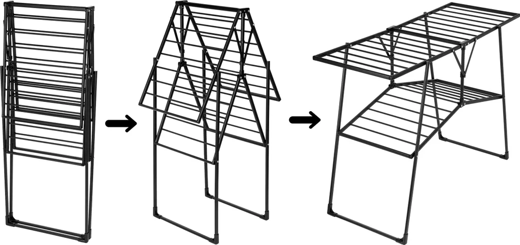 Séchoir Suzana noir double étage - Structure robuste et design moderne - 9