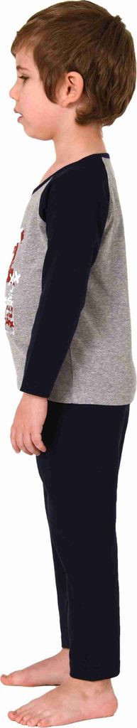 Kleinkinder Jungen langarm Schlafanzug Pyjama mit coolen Front Print ; grau , 116