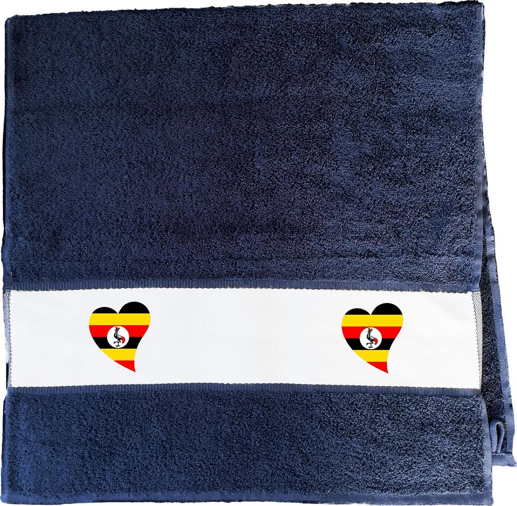 Huuraa Handtuch Uganda Flagge Herz 50x100cm French Navy Baumwolle Handtuch Geschenkidee