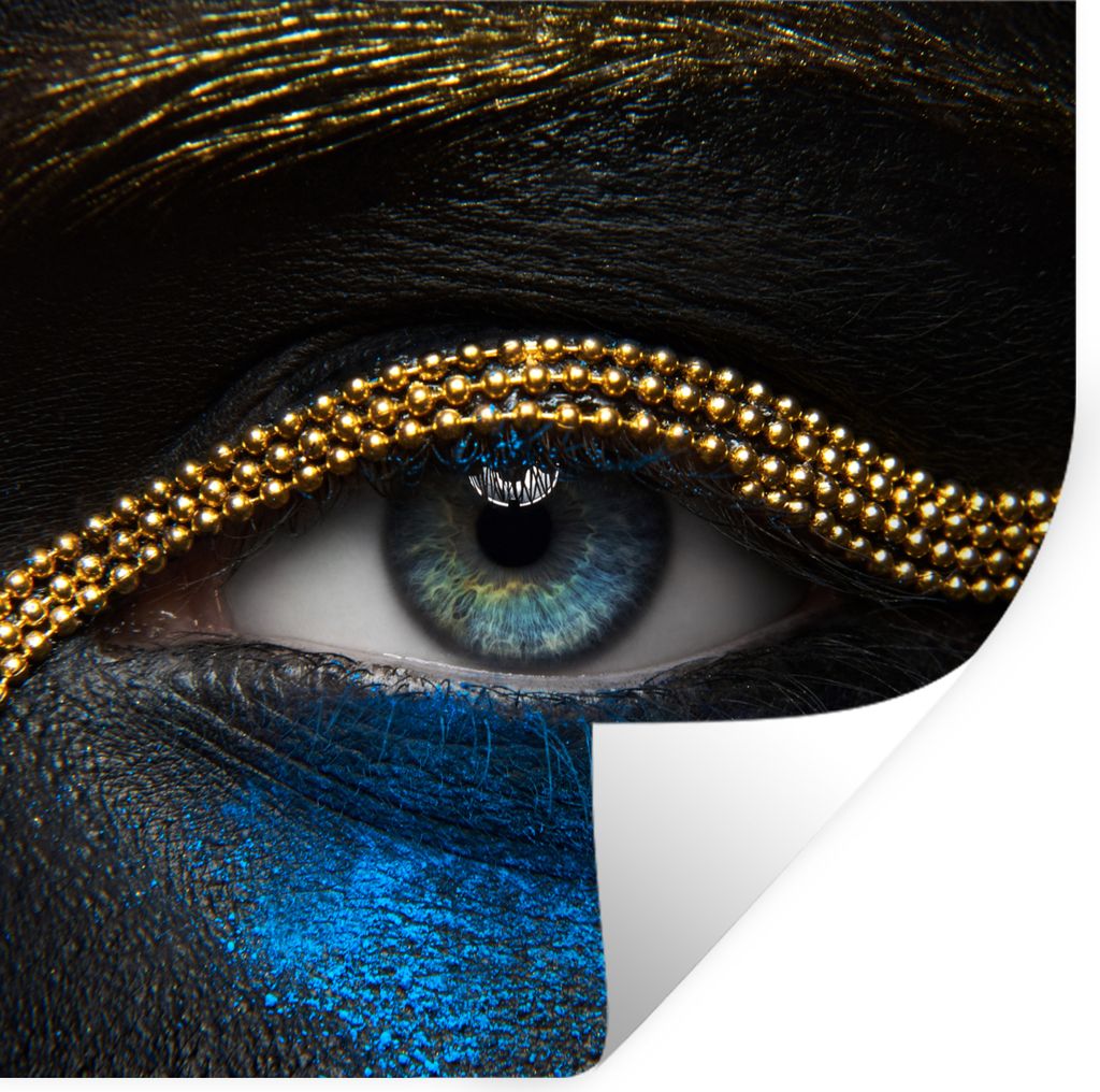 MuchoWow Wandtattoo Wandsticker Wandaufkleber Frau - Augen - Make-up - Luxus - Gold 80x80 cm Selbstklebend und Repositionierbar - Wierderverwendb...