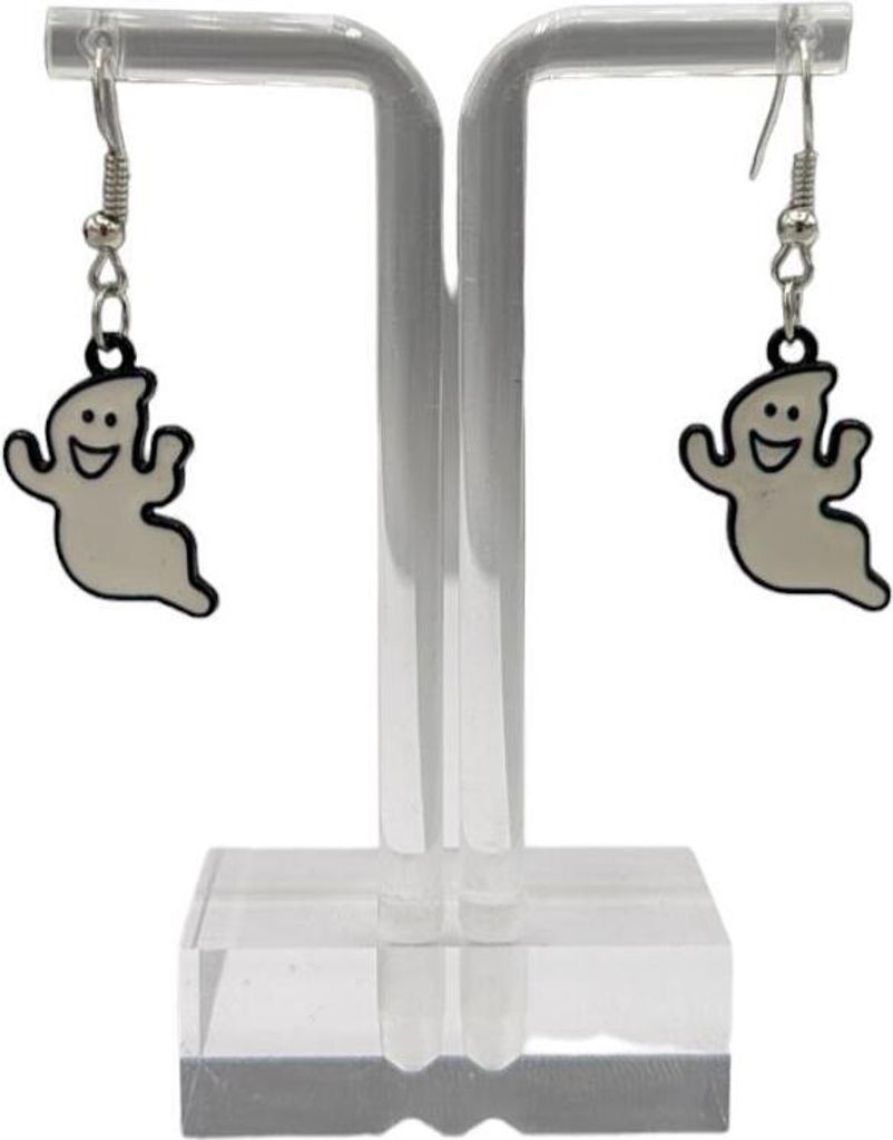 Halloween Ohrhaken im gruseliger Geist Design in weiß Produktbild 