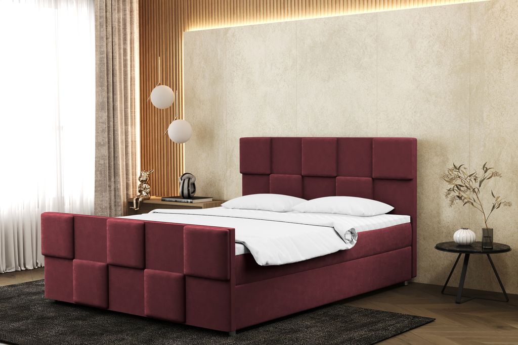Kaiser Möbel Boxspringbett 120x200 cm mit bettkasten matratze und topper ZEPHYR Rot