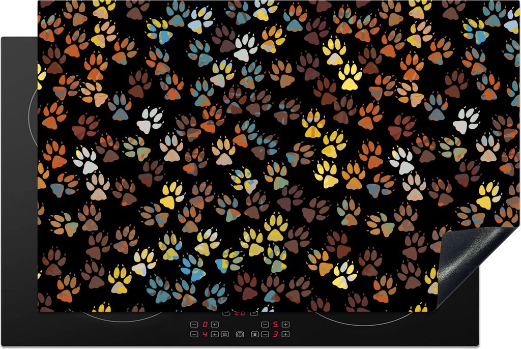 KitchenYeah Herdabdeckplatte Muster - Hunde - Pfoten - Jungen - Mädchen - Kinder - Kinder , 80x52cm, Küche Deko, Glaskeramikfeld Herdabdeckung,...