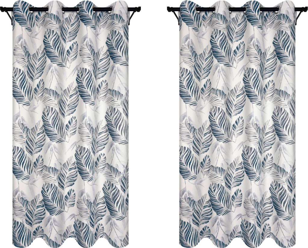 Vorhänge mit Ösen 140x260 cm 2 Stücke Fertige Vorhänge mit Blättern Muster blickdichte Gardinen für Wohnzimmer