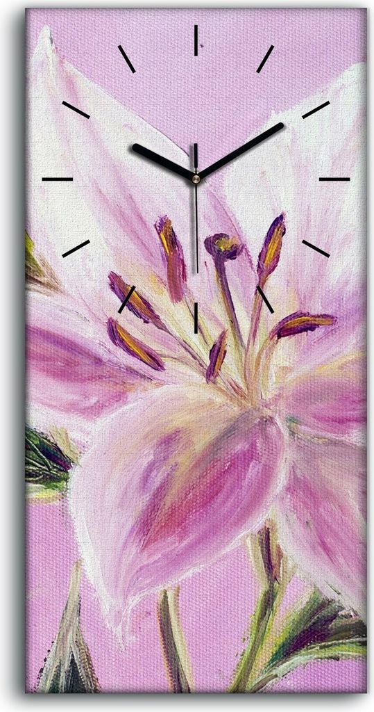 Wandkunst Leinwand Bild Uhr 30x60 Gemälde Blumen Pflanzen Blätter Kunst - schwarze Hände