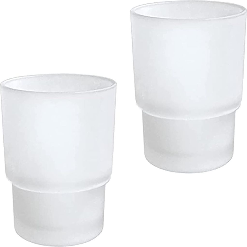 Zahnbürstenbecher, 2 x Glas-Zahnputzbecher, Ersatz für Wandmontage, Zahnbürstenhalter,Mundspülbecher für Badezimmer-Zubehör (Frosted)