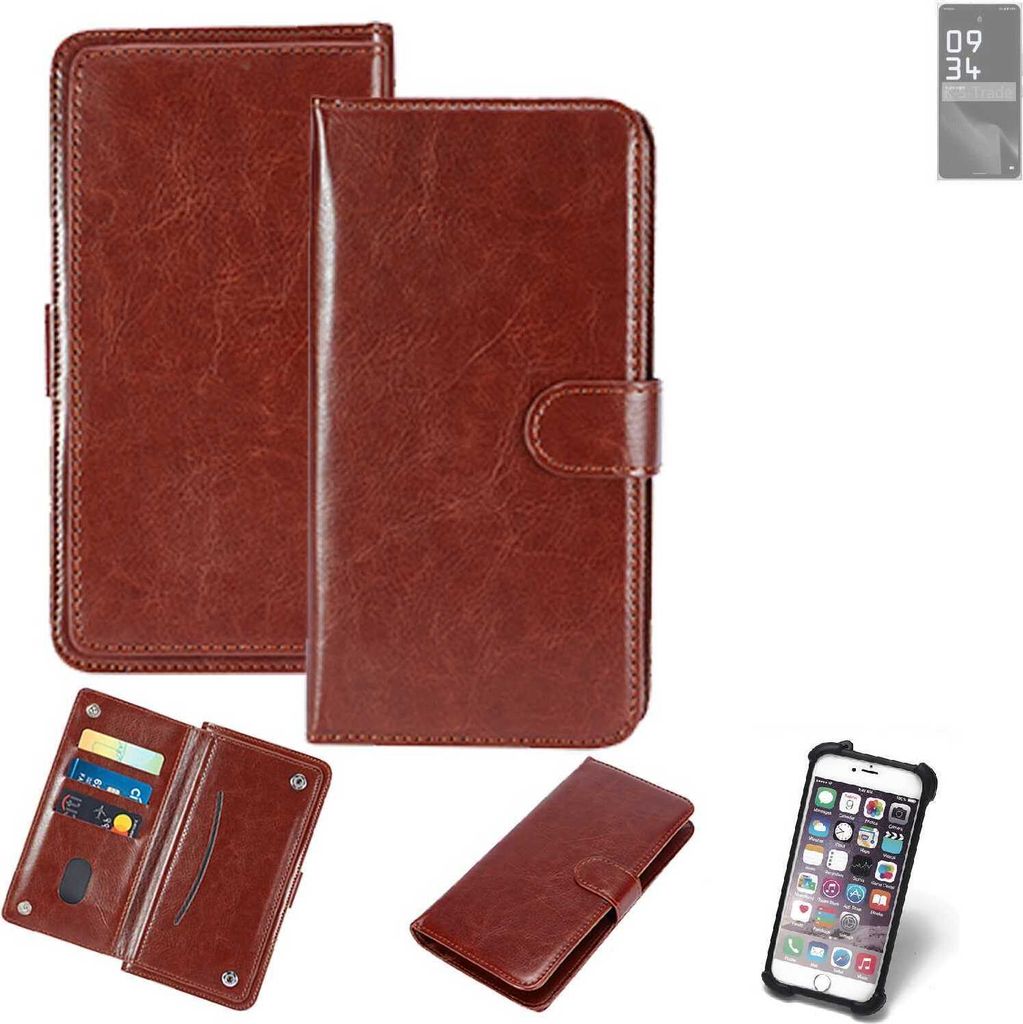 K-S-Trade 360° Hülle kompatibel mit Leica Leitz Phone 2 braun Kunstleder Case BookCase WalletCase Kunstlederederhülle Handyhülle, Rundumschutz