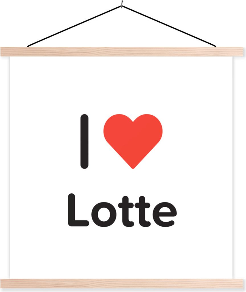 MuchoWow Textilposter Ich liebe - Lotte - Mädchen 40x40 cm mit holzfarbenen Rahmen - Posterleiste