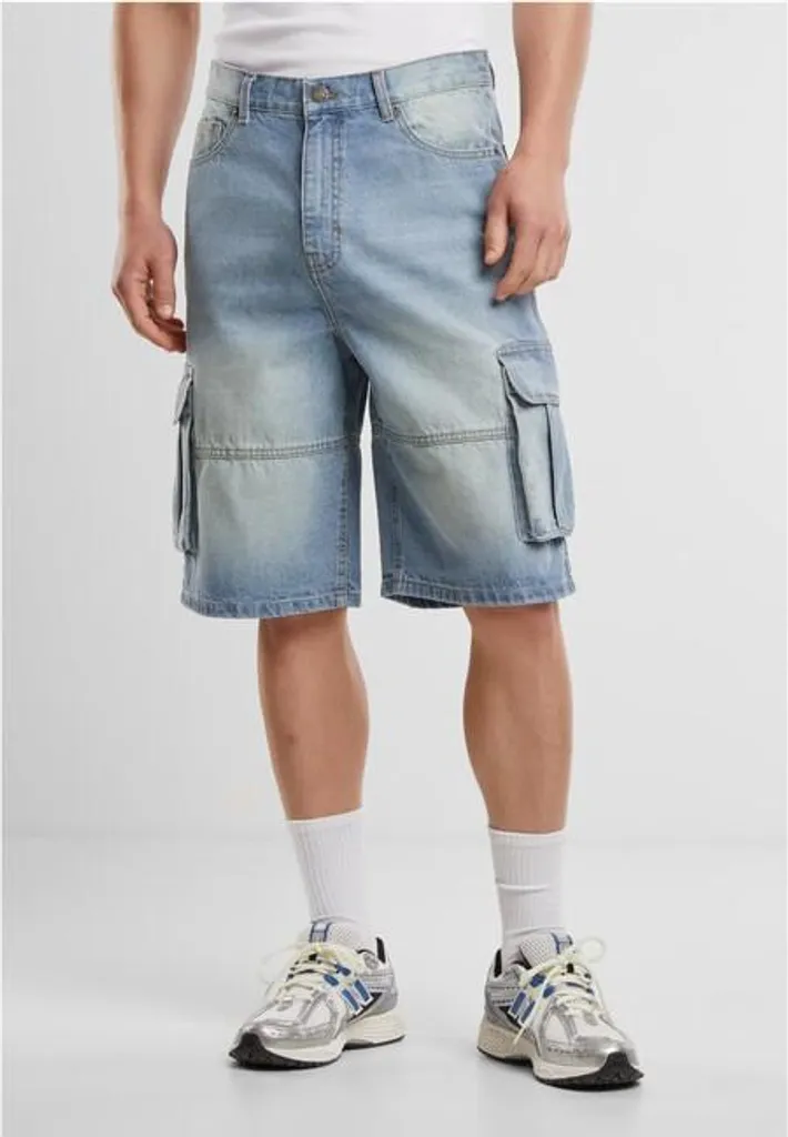 Short Cargo Homme Idéal pour l'Été en Jean Relaxed Bleu Clair Taille 40