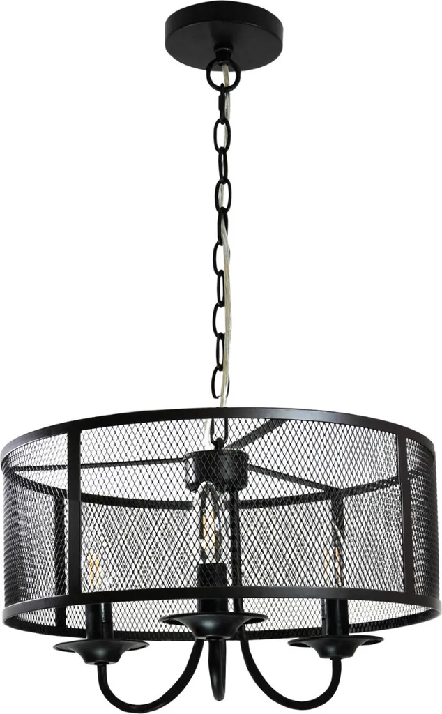 Suspension SOHO noire 3xE14 Polux en métal robuste - Luminaire 100x40 cm