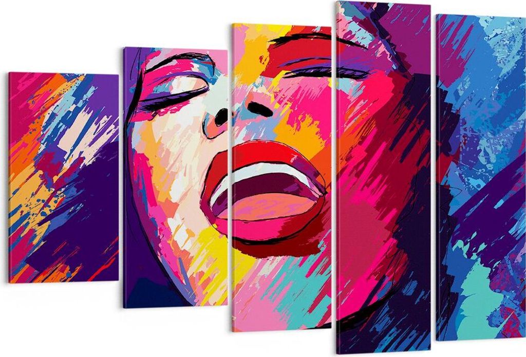 Bild auf Leinwand - Leinwandbild - Frau Abstraktion - 150x100cm - Wand Bild - Wanddeko - Leinwanddruck - Bilder - Kunstdruck - Wanddekoration - Lei...