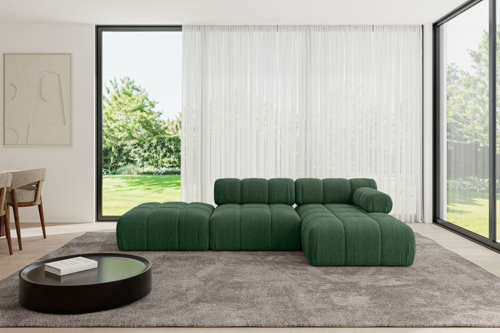 ALTDECOR Modulares Sofa Ecksofa in L-Form - Lizur-L1 - 285x160x70 cm Grün Corner modular Sofa Eckcouch Couch Wohnlandschaft Cauchsofa Polstersofa