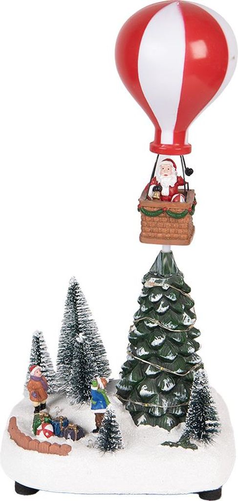 Clayre & Eef Weihnachtsdekoration mit LED-Beleuchtung und Musik Weihnachtsbaum 17x13x15/18 cm / 3xAA Grün Kunststoff