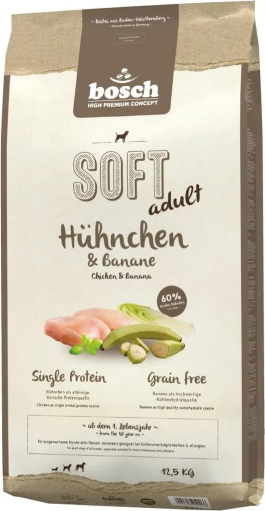 Bosch HPC Soft Poulet et Banane 12,5kg - Idéal pour Chiens Difficiles