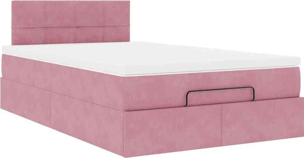 Ottoman-Bett mit Matratze Rosa 120x190 cm Samt