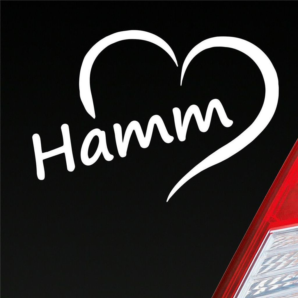 Auto Aufkleber Hamm Herz Stadt City Liebe Love Heimat 12x8 cm Weiss Glanz Sticker Heckscheibenaufkleber