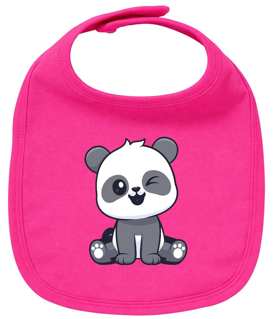 Huuraa Baby Lätzchen Panda Comic Cherry Pink Klettverschluss Baumwolle Latz Geschenkidee