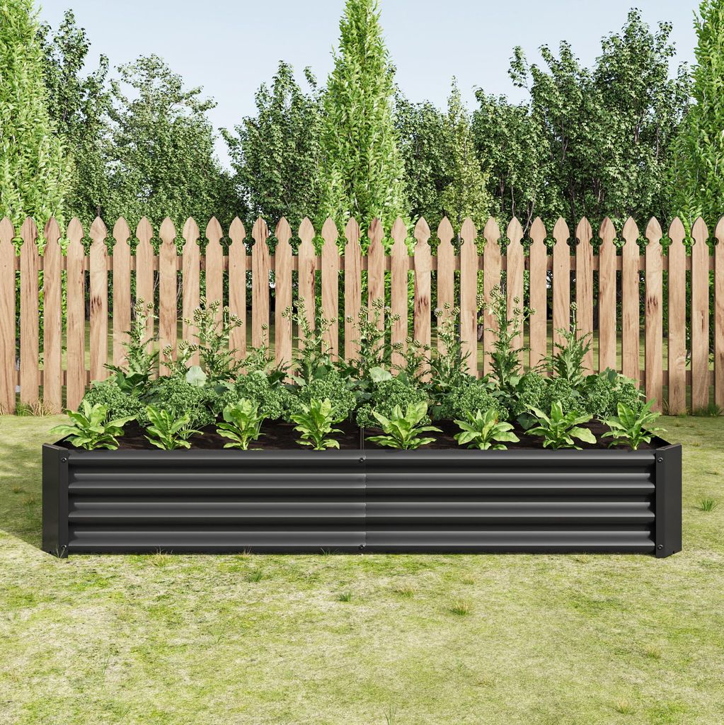 Hochbeet Metall Pflanzkasten Rechteckig verzinktes Stahlblech Frostsicher Anthrazit 180x91x30 cm Pflanzkübel für Gemüse Kräuter & Blumen