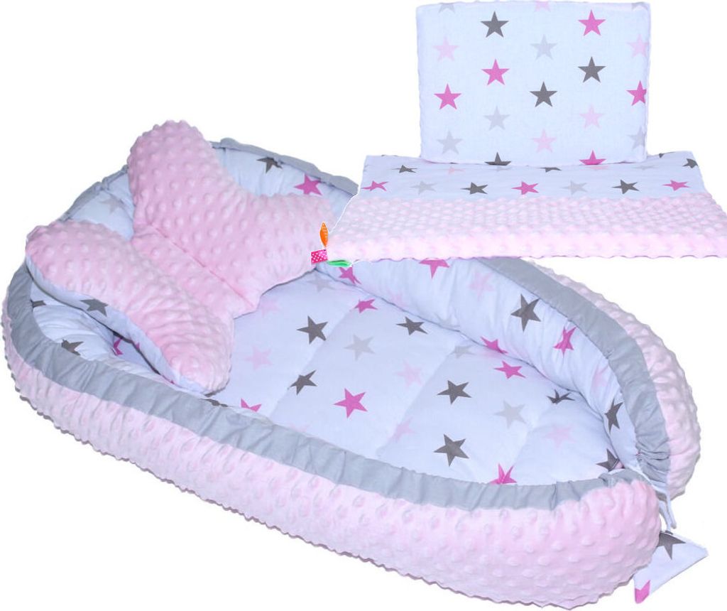 Baby MINKY Nestchen Kokon Kuschelnest Reisebett 2-seitig Kissen Decke Schmetterling Kissen - 4T- 11