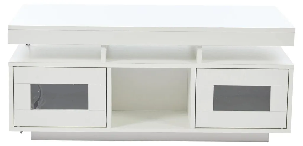 Table basse blanche avec LED pour éclairer un salon sombre sans s'encombrer
