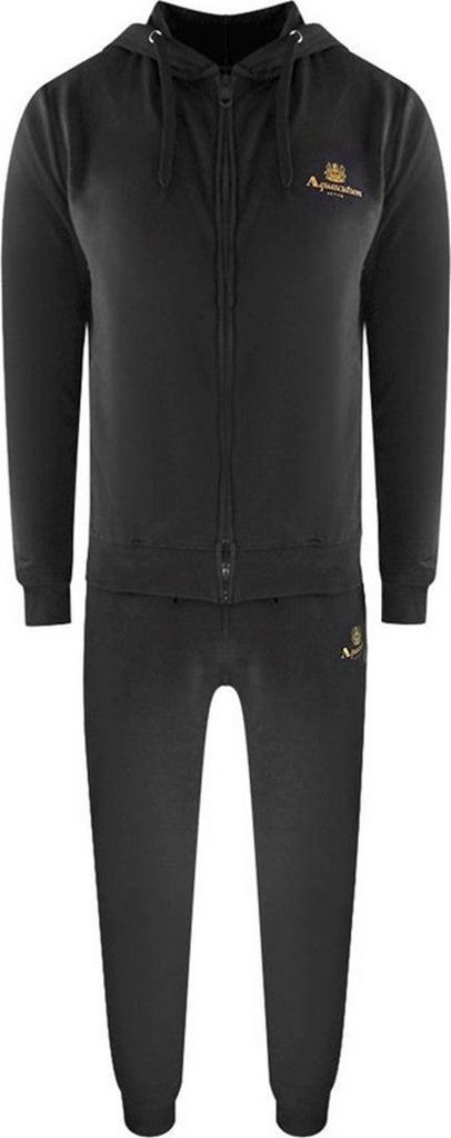Aquascutum - Trainingsanzug für Herren, Mit Reißverschluss SY1786 (XXL) (Schwarz)