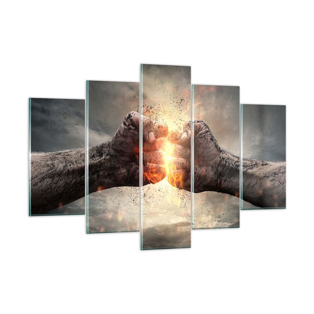 Bilder auf glas - Symbol faust kampf - 150x100cm - Glasbilder - Wandbilder - Kunstdruck - zum Aufhängen bereit - Wanddekoration aus Glas - Glas Bi...