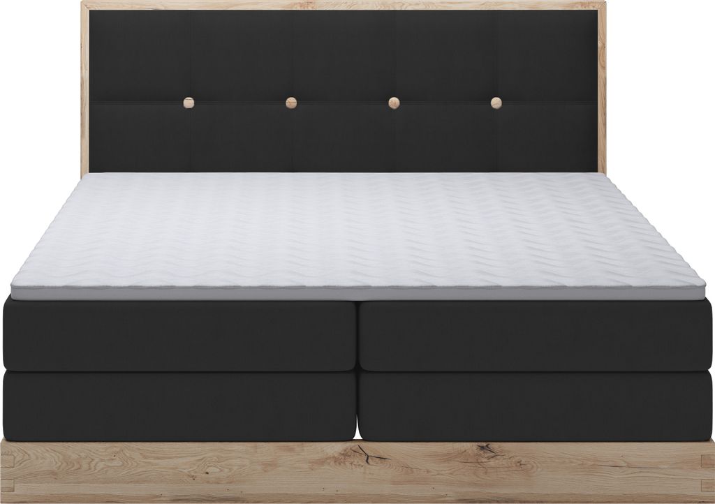 Komfortables Polsterbett ELLI – Liegefläche, 141 cm Breite, Mit Bonell- Und Taschenfederkernmatratzen Für Erholsamen Schlaf | 140x200 cm | Schwarz