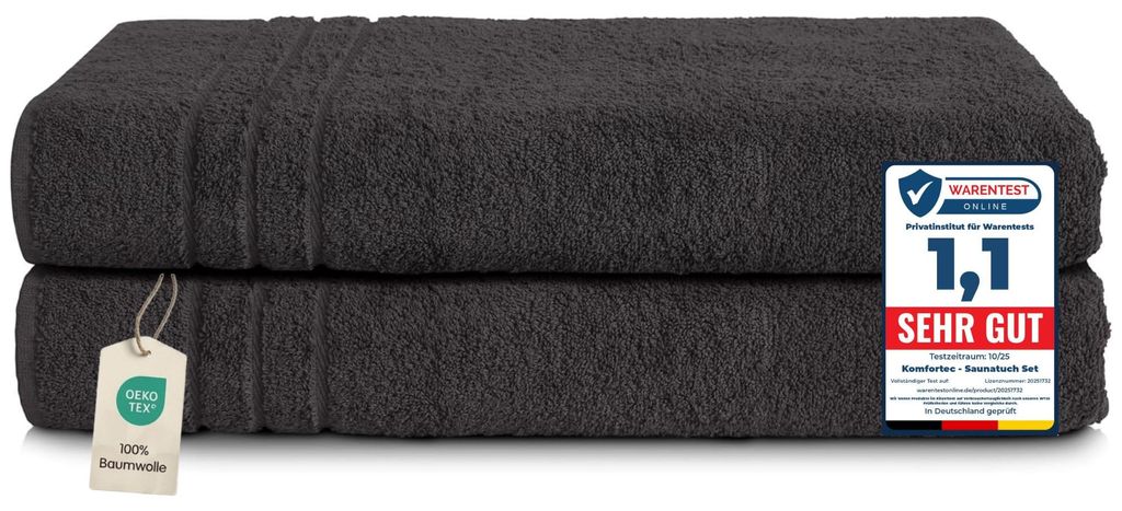 Komfortec 2er Saunahandtuch Set 80x200 cm, Große Produktbild 