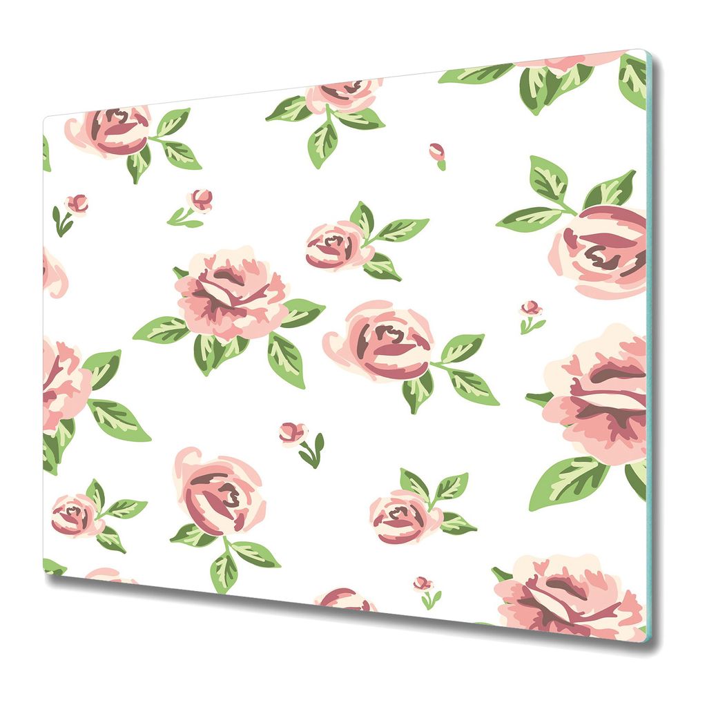 Küche Schneidebrett - Schneidebrett Glas - Herdabdeckung - 60x52 - Licht Blumen