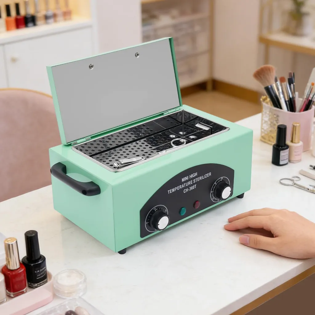 Stérilisateur chaleur sèche pour manucure professionnelle coloris vert - 2