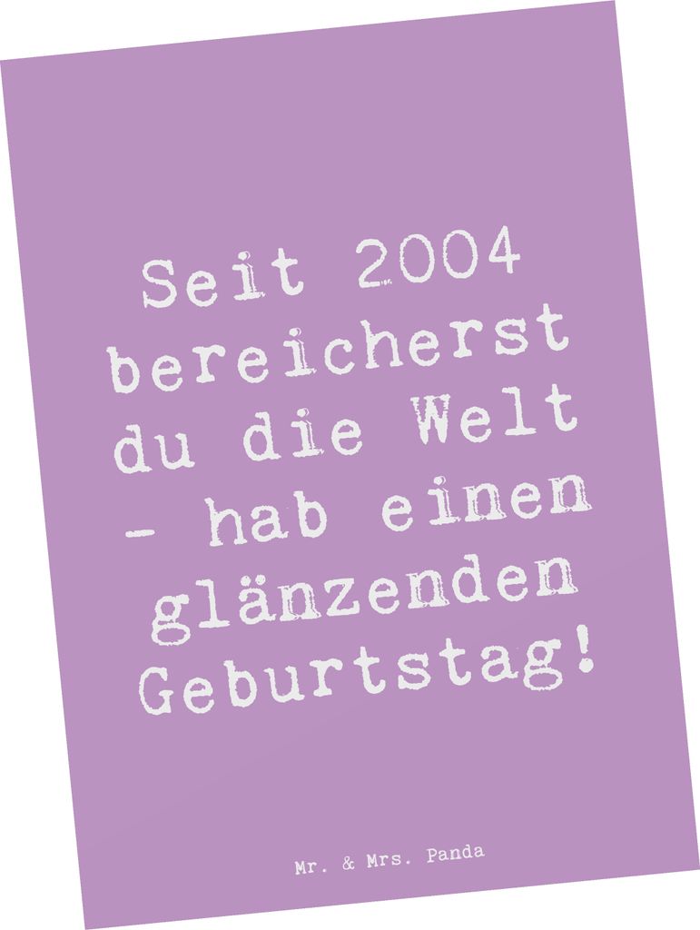 Mr. & Mrs. Panda Postkarte Spruch 2004 Geburtstag - Lavendeltraum - Geschenk, liebevolle Botschaft, Alter, Ansichtskarten, geliebt, Geburtstagsgesc...