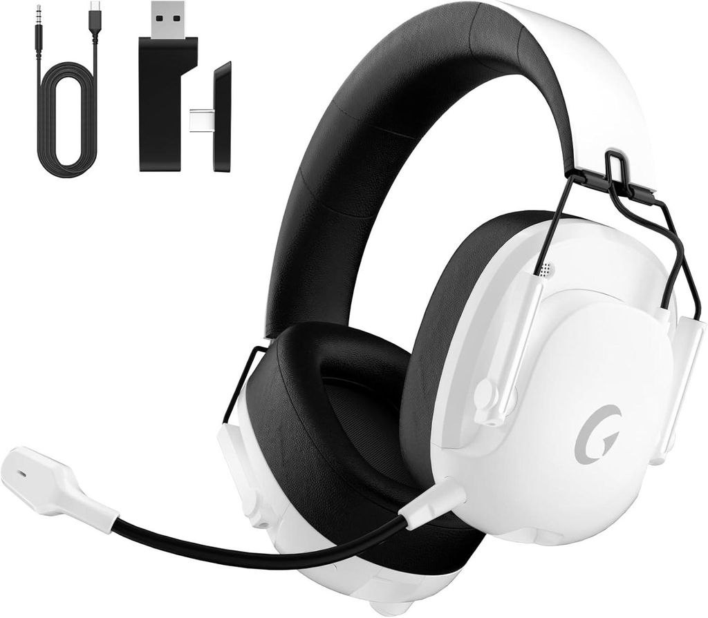 Kabelloses Gaming Headset 2,4GHz & Bluetooth 5.3, 45 Std. Akku, 50mm Treiber, Mikrofon 360° drehbar, kompatibel mit PS5, PC, Switch, Xbox, Mac