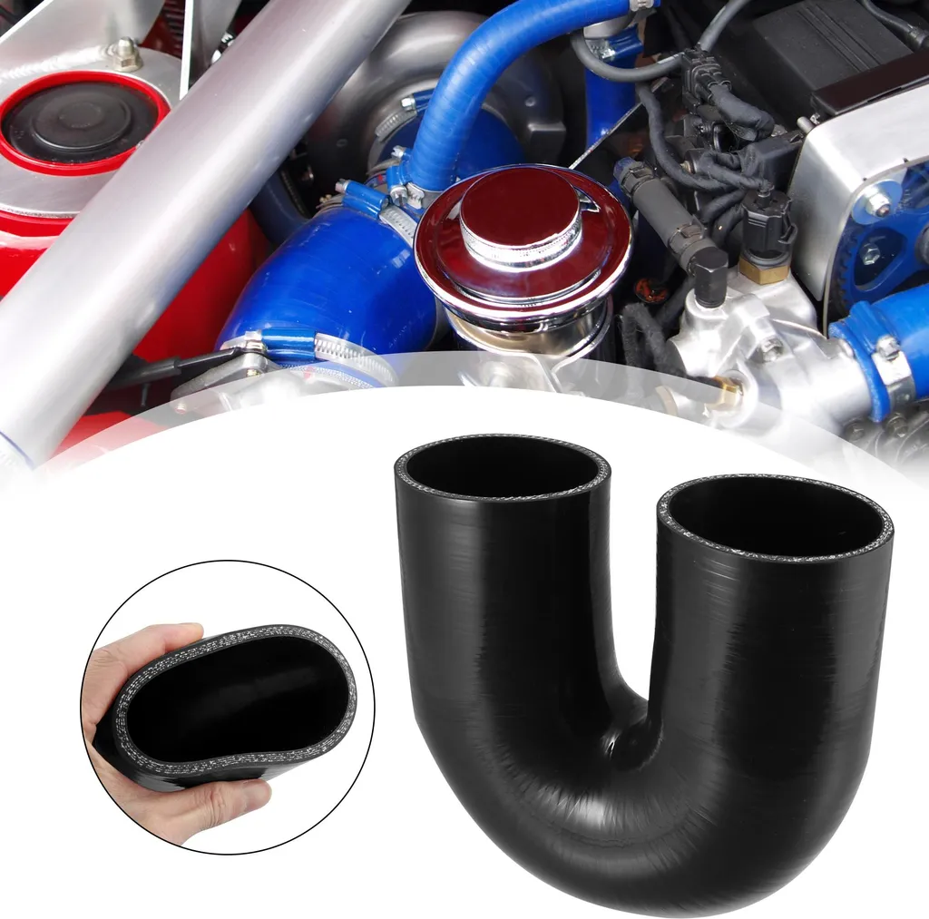 Coupleur Coude en Silicone 180° Noir 76mm pour Durite d'Admission Turbo