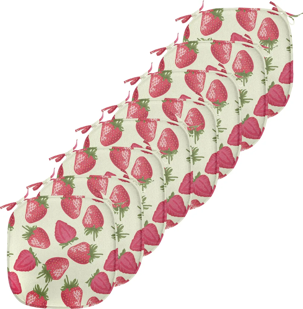 Galette de Chaise Imperméable Lot de 8 Coussins Cuisine Motif Fraises