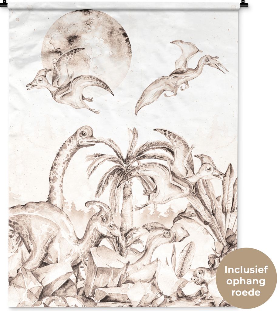 MuchoWow Wandteppich Wandbehang Dino - Kinder - Dschungel - Pflanzen - Kinder 120x160 cm Tapisserie Dekoration Wandtuch - Wohnzimmer - Moderne